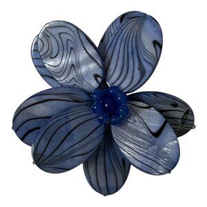 Vintage Y2K Blue Floral Iridescent Acrylic Brooch Wired Petal Flower Pin Stateme